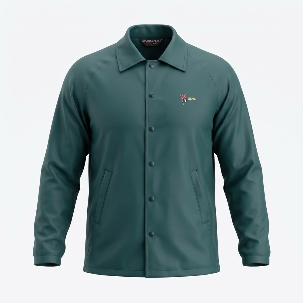 SPORTSMASTER Vintage USNA Windbreaker Mens M Teal Coach Jacket Made USA 30in